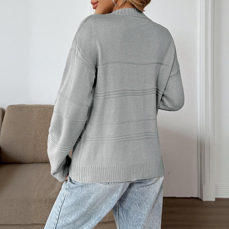 Women S Loose V Neck Solid Color Pullover Sweater