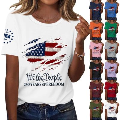 Women's Fashion Casual Printed Short Sleeve Round Neck Pullover Tops