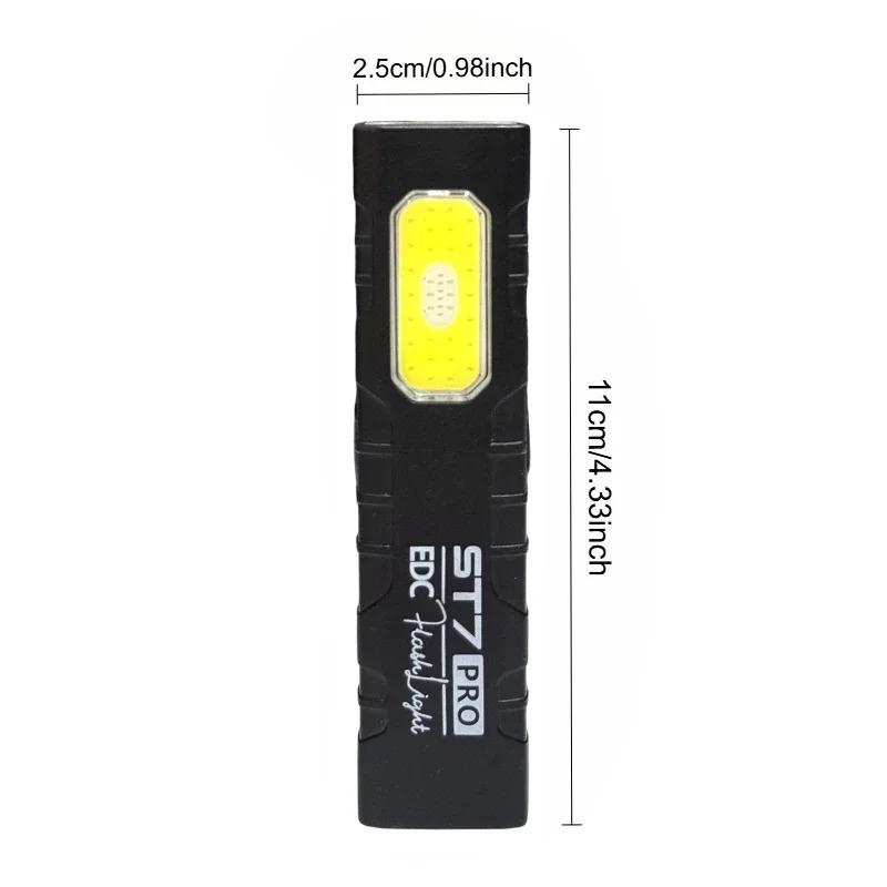 Portable EDC Laser Flashlight ST7 PRO Magnetic Base Pocket Clip USB Rechargeable ABS Construction Camping Multi Function Tool