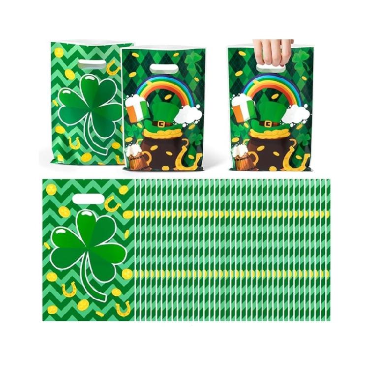 

50 Assorted Themed Celebration Bags Clovers Printed Handbag Designed For Small Presents And flavorful Snacks 1