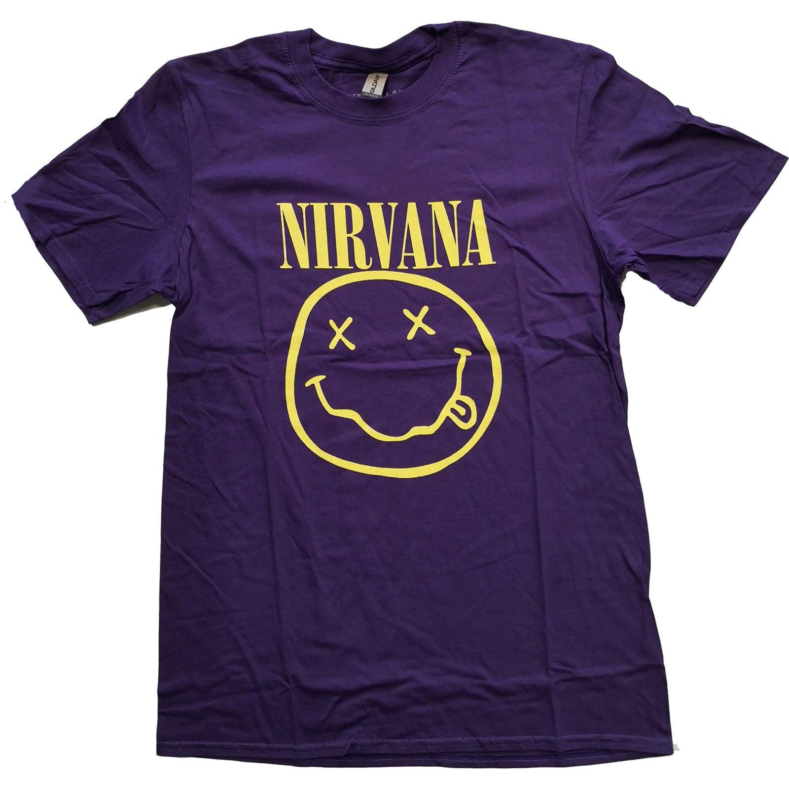 New Nirvana T-Shirt: Yellow Smiley OFFICIAL purple S
