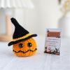 Festival Crochet Pumpkin Dolls with Positive Message Card Halloween Small Pumpkin Head Knit Toy Ornament for Gifting
