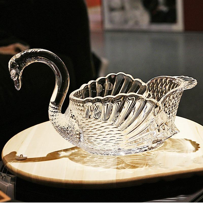 New High Beauty Fruit Tray Family Living Room Tea Table Crystal Glass Dim Sum Tray Candy Snack Tray Table Top Decoration Tray