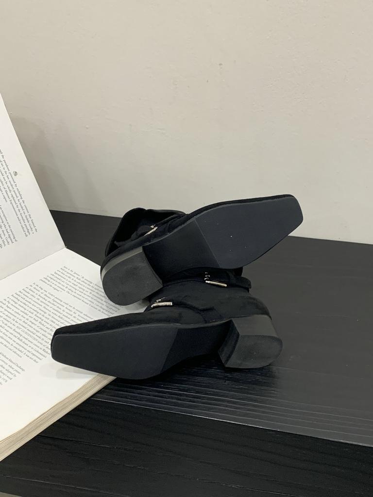 French Niche Design Medium Boots Retro Western Boots Thick Sole Thick Heel Short Boots Foldable Knight Boots