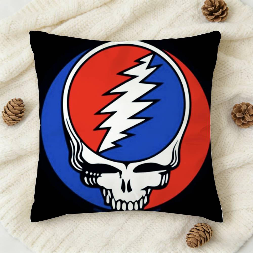 Band ggGrateful logo Dead Doublesided Printed Square Decorative Cushion Cover for Sofa Living Room Home Decor