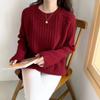 Lazy wind long-sleeved sweater base women's autumn and winter new loose outer wear solid color knitted top style