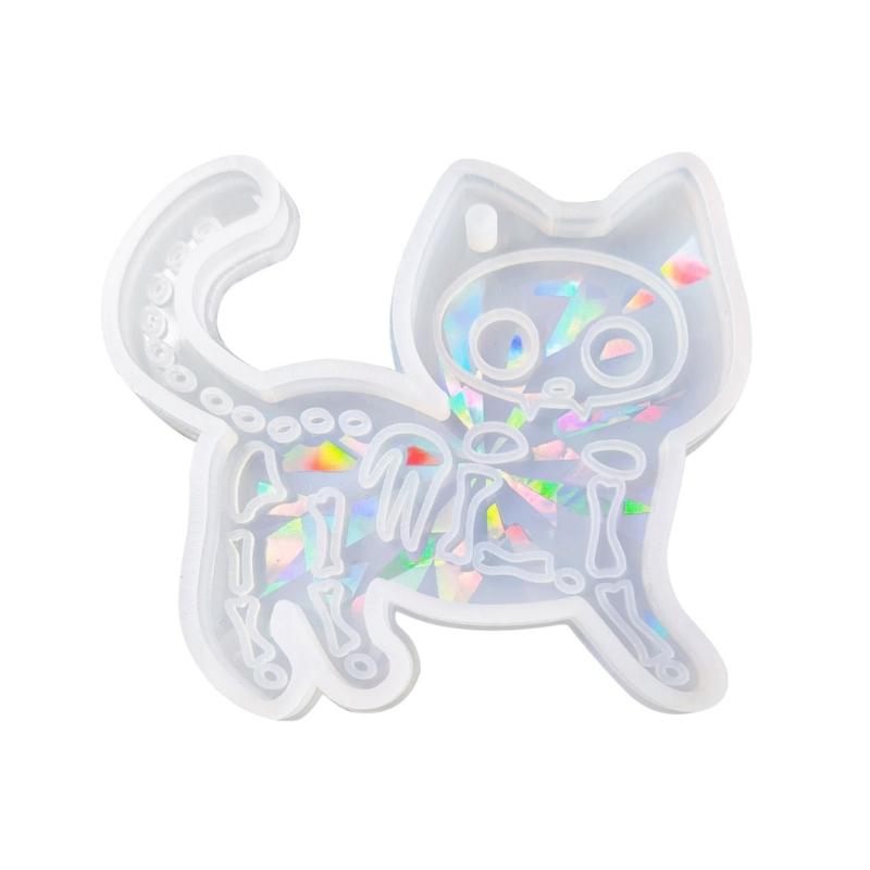 Jewelry Casting Mold Cute Cat Silicone Mold Holographic Resin Mold for DIY Wind Chime Keychains Earring Pendant