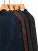 Men's Fleece-lined Jacquard Sweater - Winter Warmth, Round Neck Solid Color Knitwear.