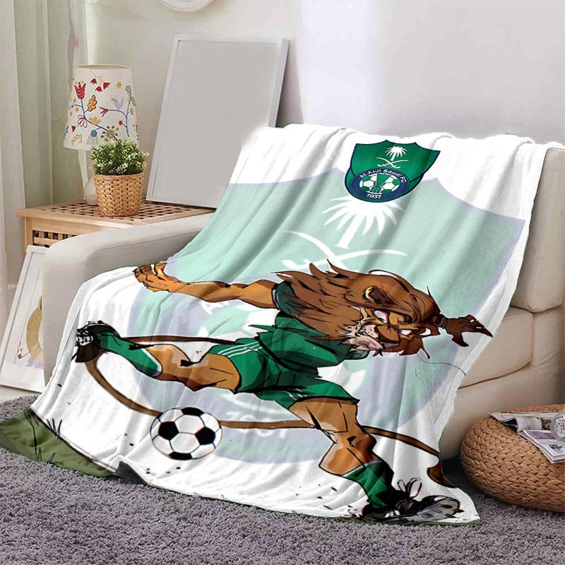 1pc Lion Soccer Player Green Uniform Flannel Blanket Soft Warm Throw Blanket for Bedroom Living Room Bed Travel Camping Picnic Gift. MT7150122