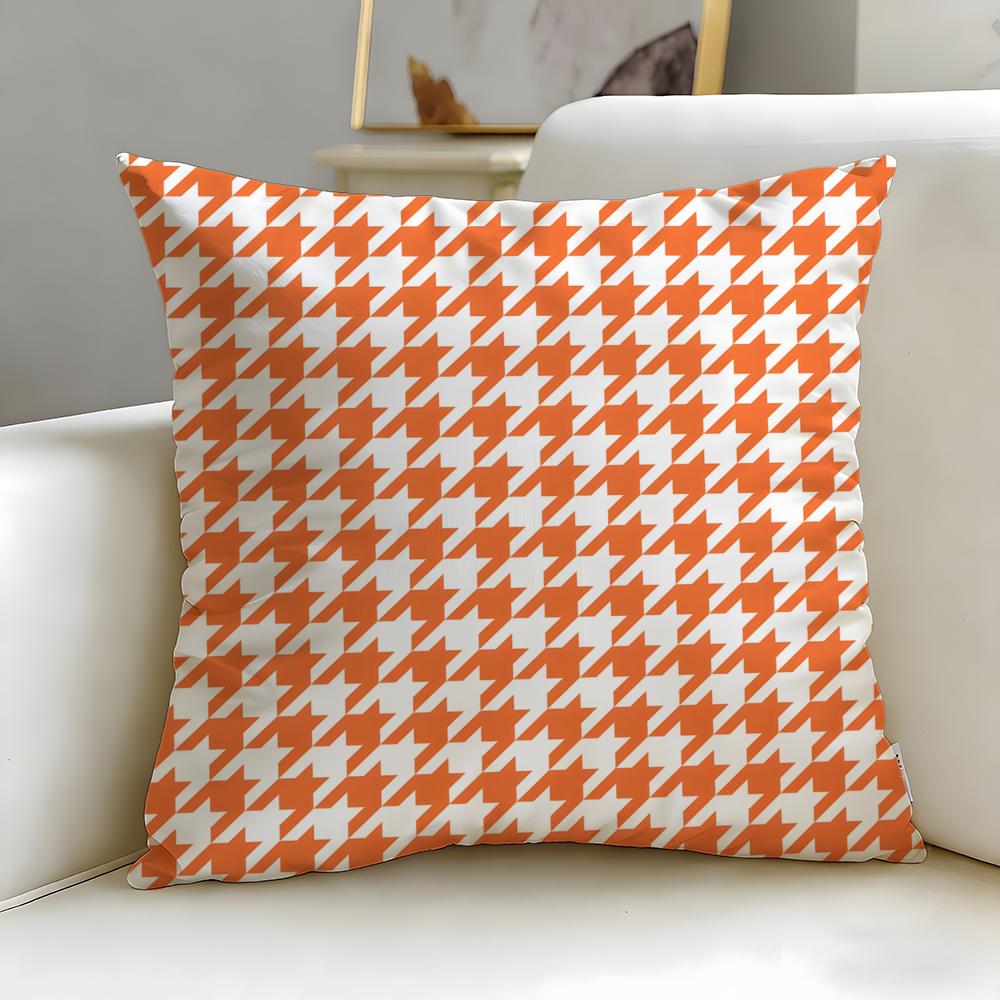 Houndstooth Pattern Cushion Cover Soft  EasyWash Pillow Case  Versatile for Couch Bed Travel and Office