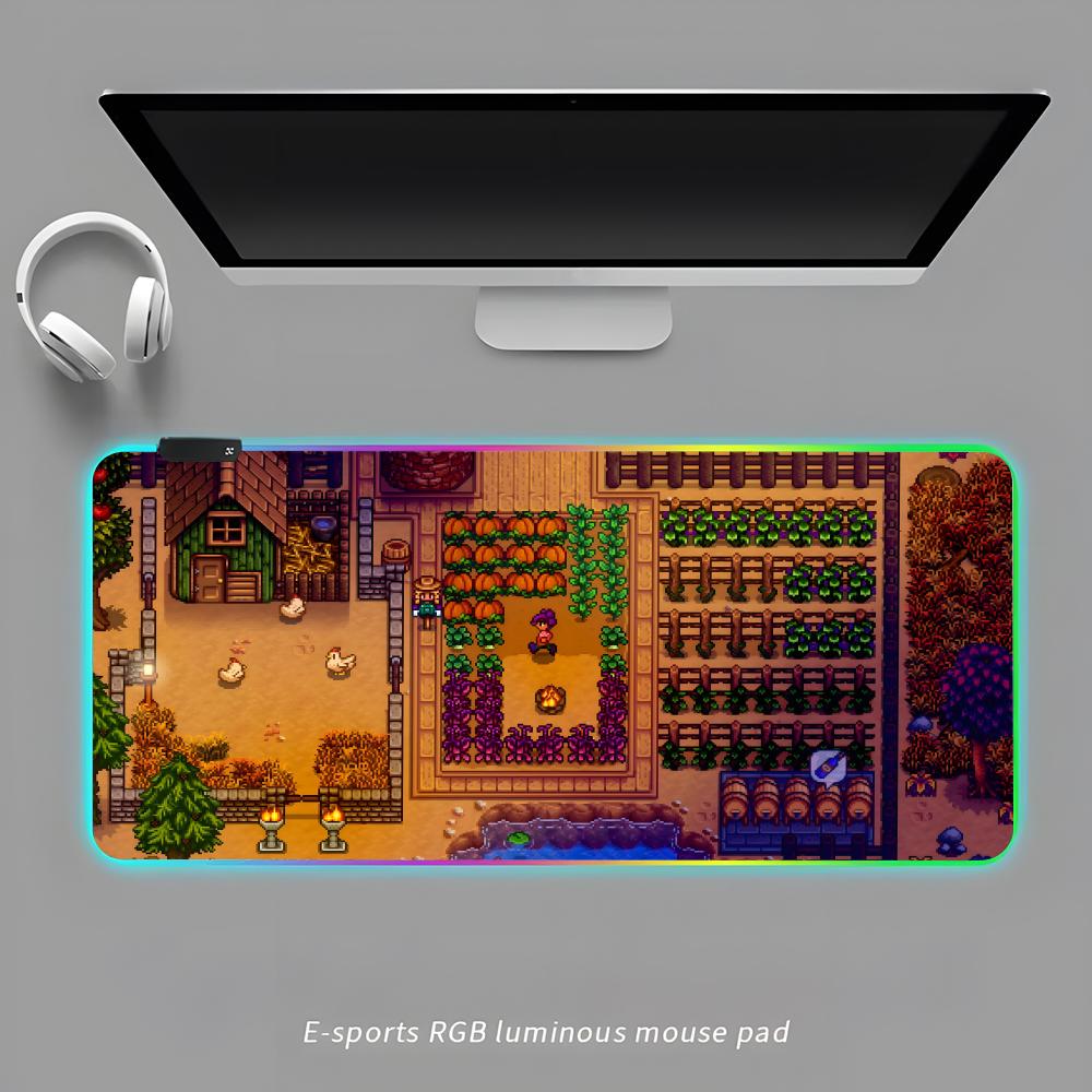

Stardew Valley Mouse Pad RGB Gaming Mouse Pad Desk Mat HD Gamer Large LED Light XXL MousePads RGB600x300x3mm