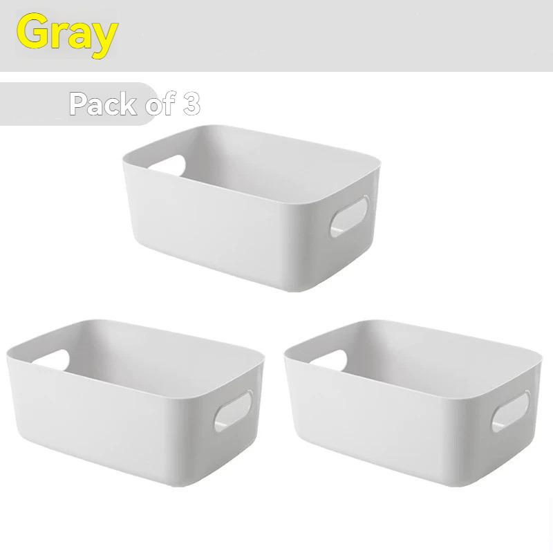

3pcs Desktop Storage Box, Cosmetic Plastic Organizer, Household Sundry Storage Basket, Dormitory and Kitchen Organizing Box S