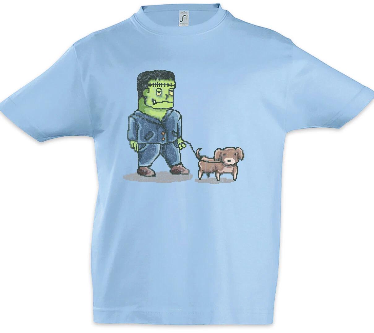 Franken Dog Kids Boys kids boys T-Shirt Gamer Gaming Pixel Bit Geek Nerd Fun Love Dog 120