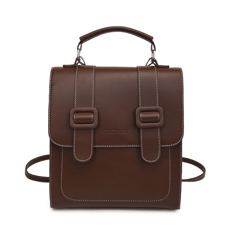 

Ретро сумка женская большой вместимости 2025 новая повседневная двухплечевая студенческая кампусная школьная сумка портативный дорожный рюкзак темно-коричневого