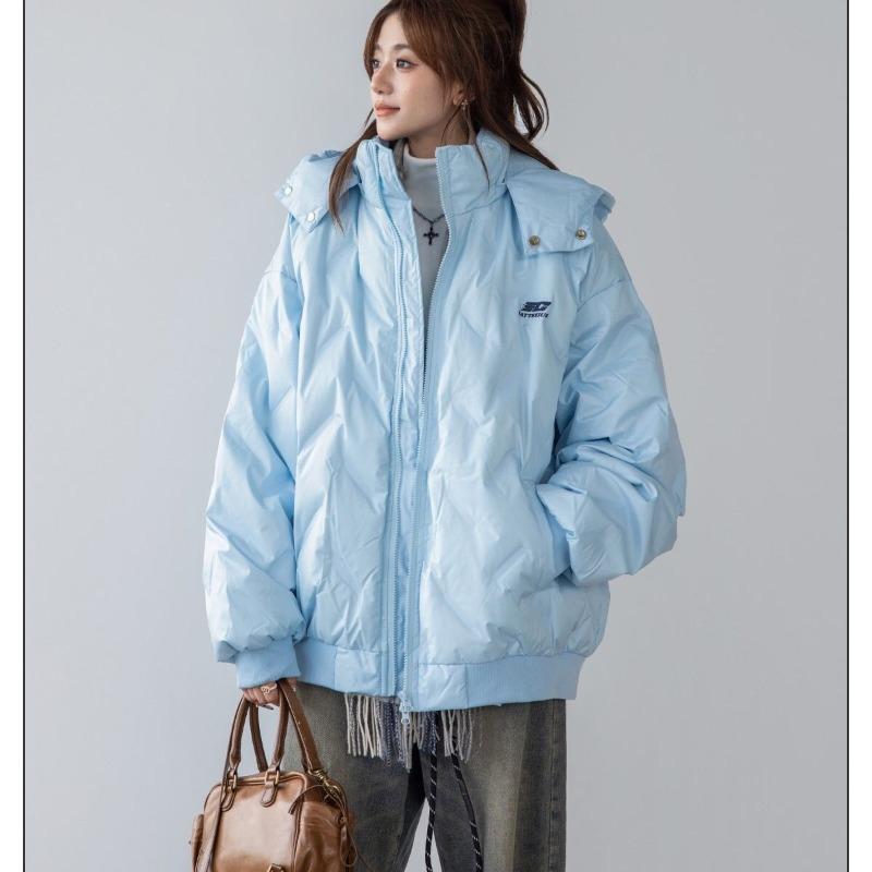 

Этнический стиль Стеганое пуховое пальто Женское Зимнее Теплое С капюшоном Оверсайз Хлопковая куртка Милая Свободная одежда XL светло-синий