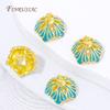 1/3/5Pcs 18K Gold Plated Enamel Flower Bead Caps DIY Jewelry Findings For Bracelets Necklaces Tassel Earrings Making