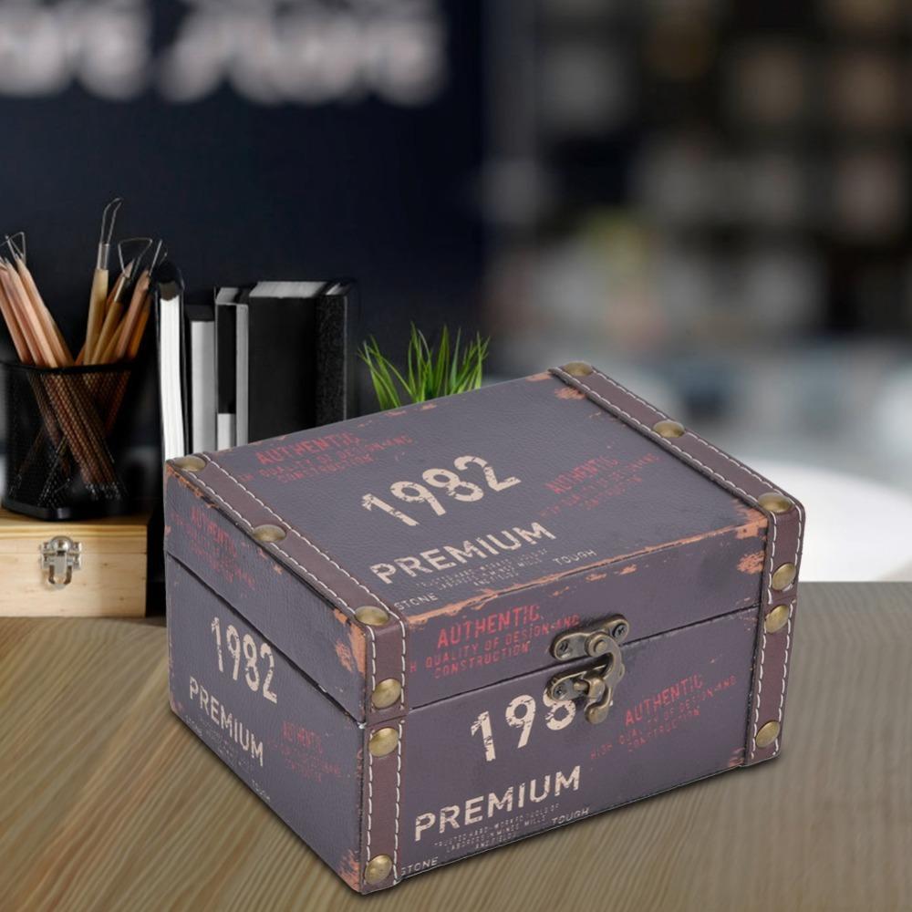 Wood Wooden Storage Box Desktop Size Decorative Storage Box For Photo Prop