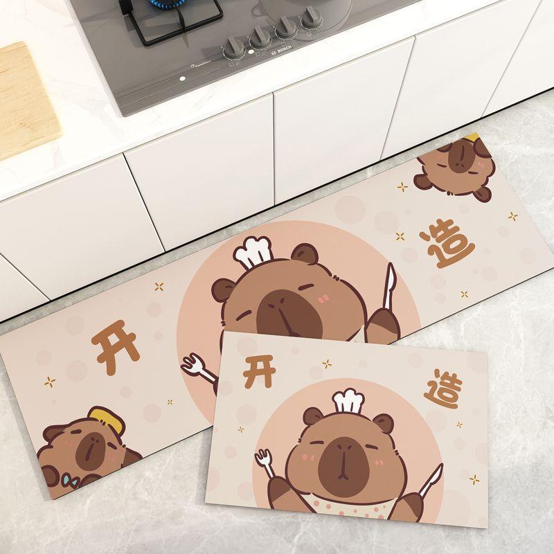 Cartoon kitchen floor mat, water-absorbing, dirt-resistant and non-slip mat, household diatom mud floor mat, restaurant bar floor mat, diatom mud 40*60cm(shortstyle)