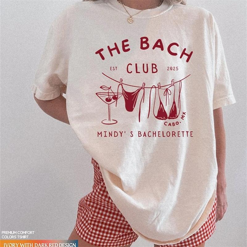 The Bach Club Cabo Mindys Bachelorette 2025 TShirt Womens Short Sleeve Trendy Regular Basic Trendy Vacation Top TShirt S