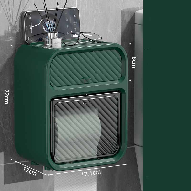 

Настенный держатель для рулона туалетной бумаги, держатель для бумажных полотенец для ящика для хранения туалетной бумаги, коробка для салфеток, полка для ванной комнаты темно-зеленого