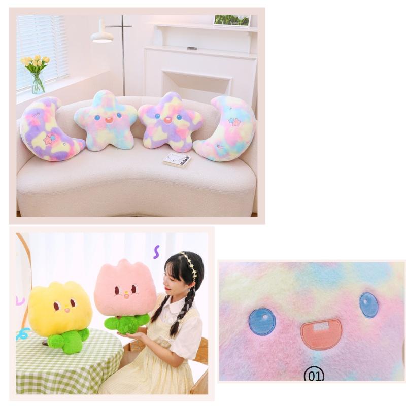 Cute Plush Moon And Star Sleeping Pillow For Girls