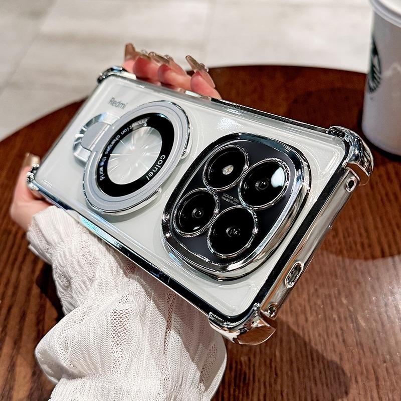 

Для Redmi Note14 Чехол Прозрачный Ударопрочный Магнитный Кронштейн Чехол для Телефона Для Redmi Note14 13C 14C A5 POCO X7 F7 Силиконовая Крышка Redmi A5 серебряный