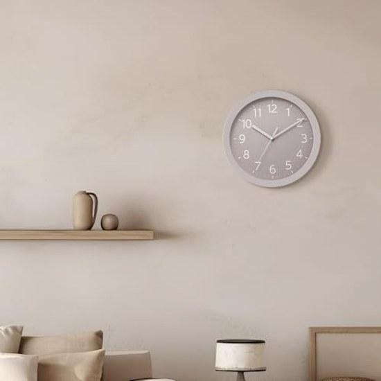 Rhythm Wall Clock Analog Quartz Silent Continuous Second Hand Easy-to-read Font Stylish Grayish Color Pink 32x5cm 8MGA43ND13