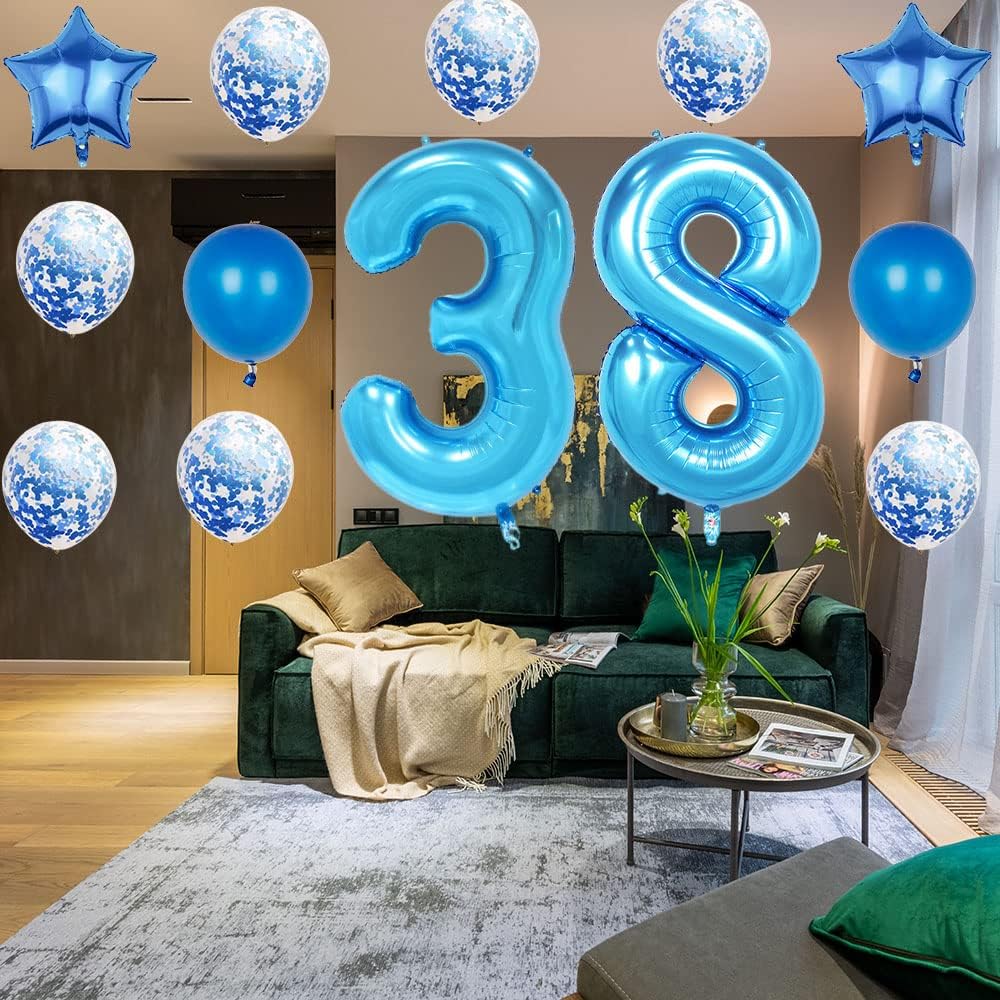 18th Birthday Decorations Party Supplies,Blue Number 18 Balloon,40 Inch Giant Foil Mylar 18th Balloons Decorations for Boy Girl,Large Helium Numbers