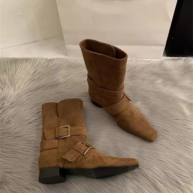 New Style Shoes: Niche Retro Ankle Boots, Square-toed Boots, Mid-calf Boots, and Women's Boots