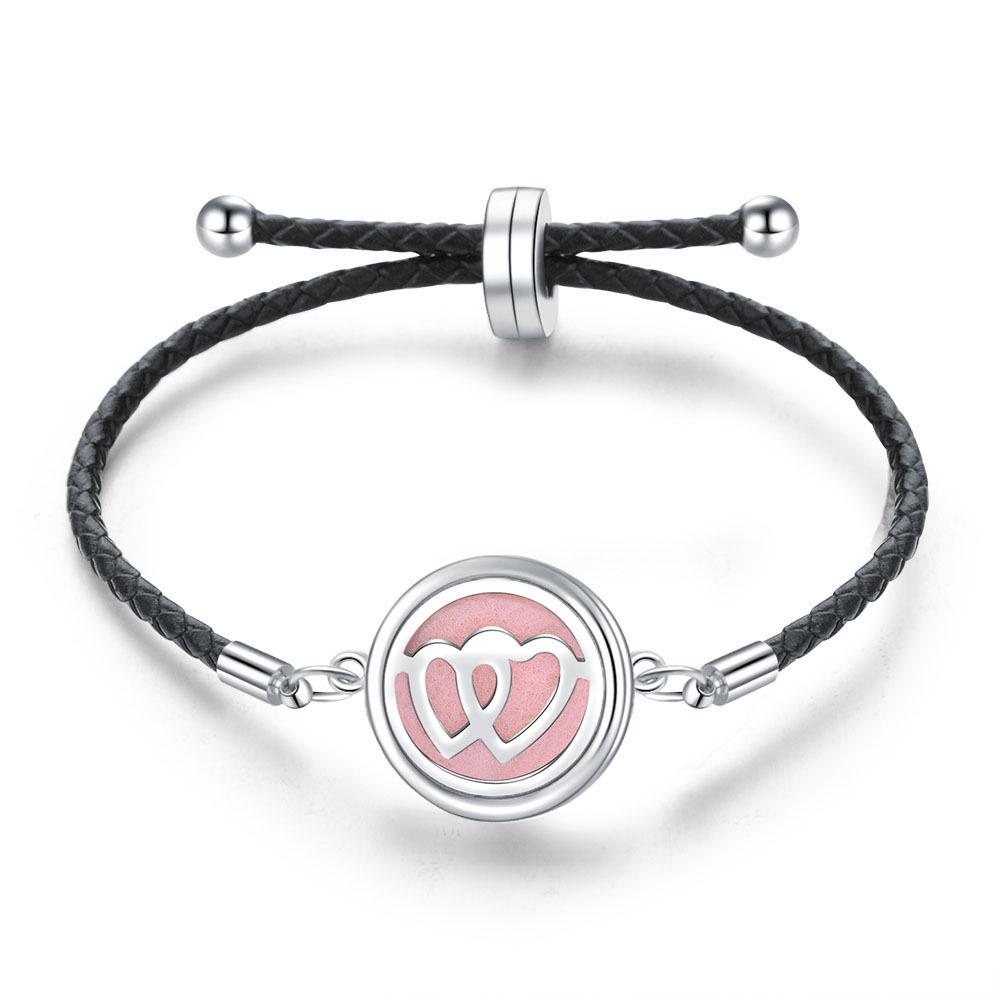 Women's Adjustable Braided Leather Aroma Diffuser Tree of Life Bracelet