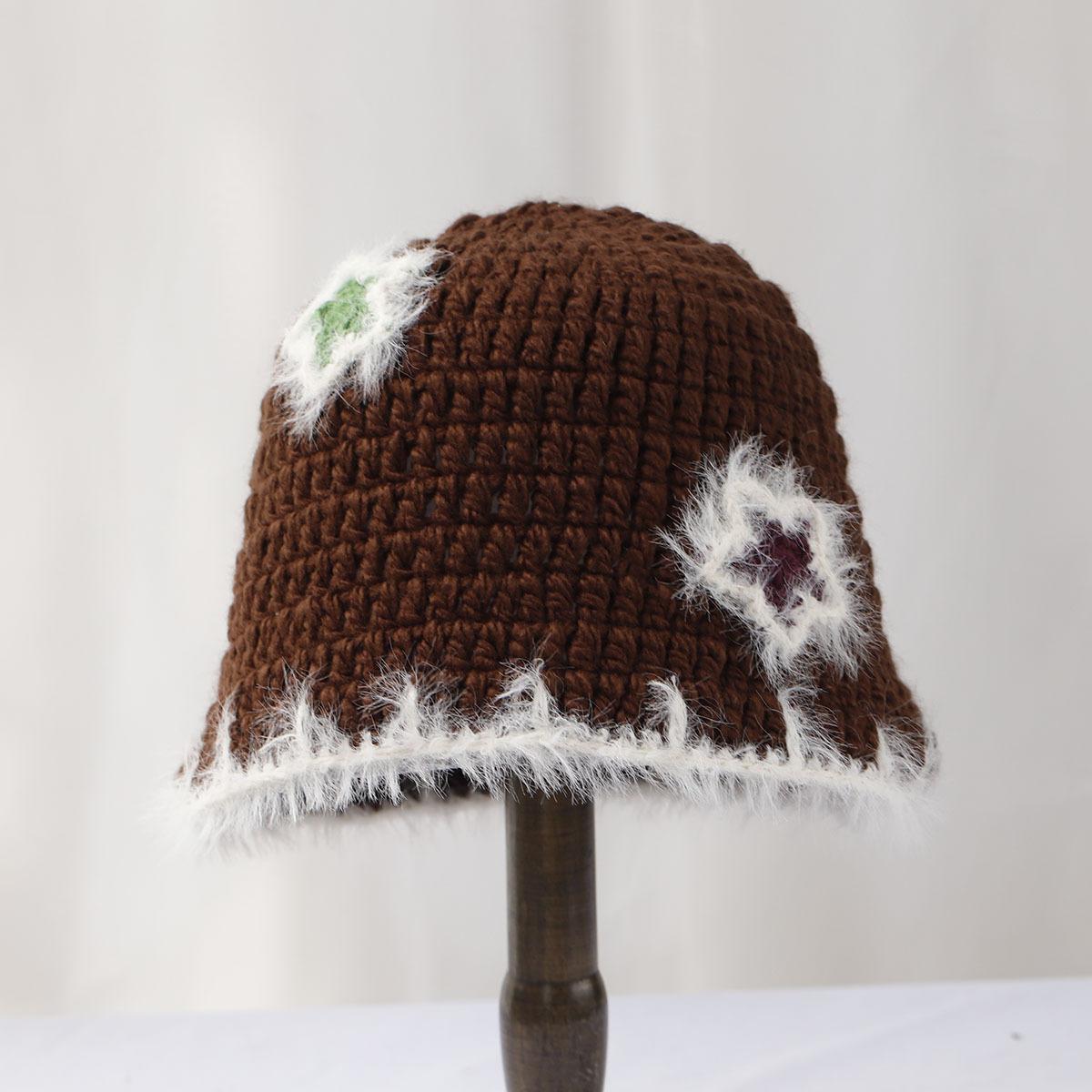 

Новая Звезда Красочная Бахрома Шерстяная Шапка Женская Осень и Зима Милая Ручной Работы Плюшевая Шапка Вязаные Панамы Ведро 56-58CM