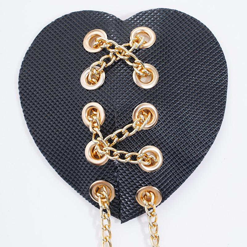 European and American sexy flirting love chest milk sticker sex jewelry metal strap leather creative three-dimensional breast cover chain