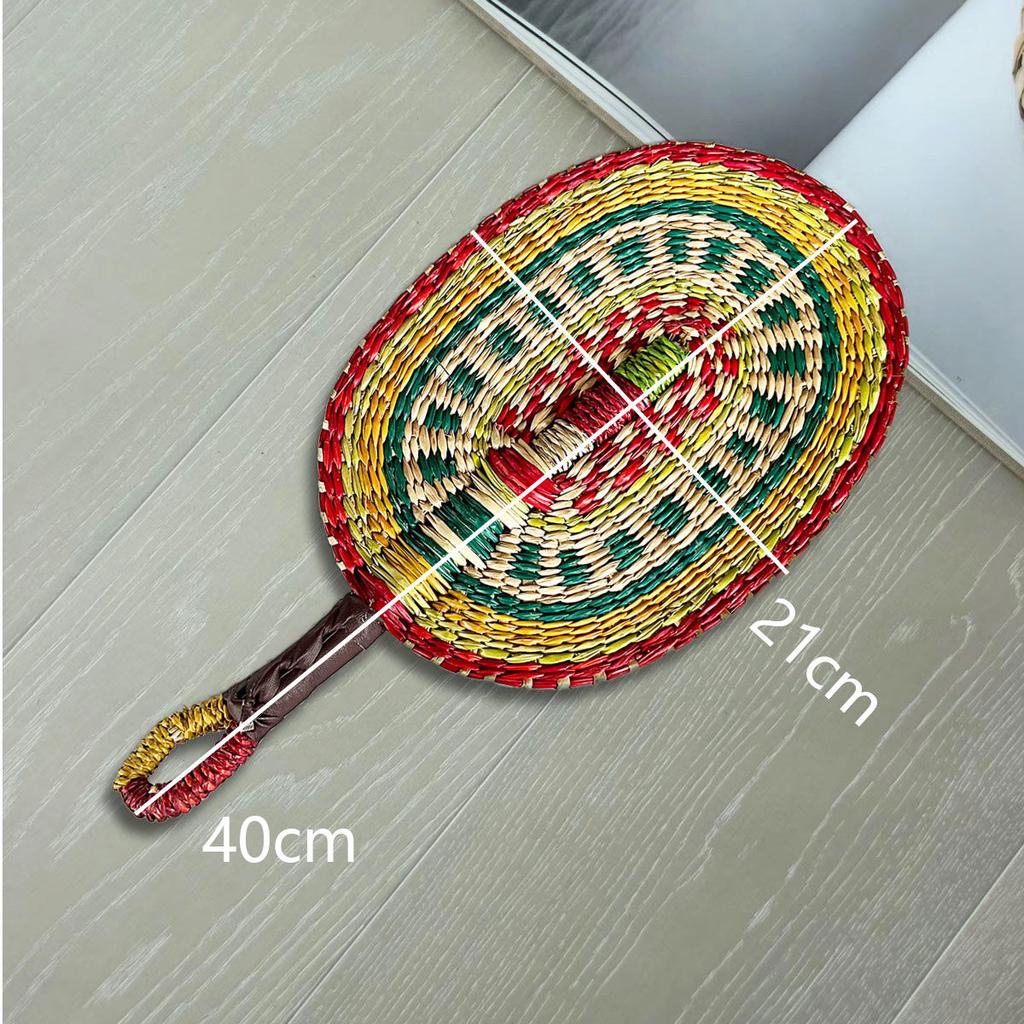 Vietnam Imports Hand Woven Seaweed Fan Oval Dopamine Daily Ins Style African Element Decoration Homestay Summer