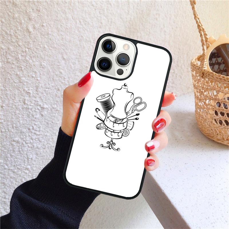 Sewing Machine Pattern Phone Case for iPhone 17 Air 16 15 14 12 13 PLUS 11 PRO MAX Back Cover Fundas Shell coque