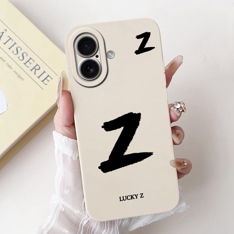 For iPhone 17 17Air Lucky Initial Letter Phone Case For iPhone17 17 Air Soft Silicone Shockproof Cases Bumpers