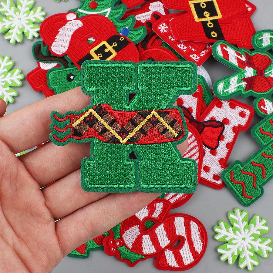 New Christmas Letter Embroidery Cloth Sticker Christmas Tree Towel Embroidery Patch Sticker Snowman Snowflake Computer Embroidery Chapter Boy