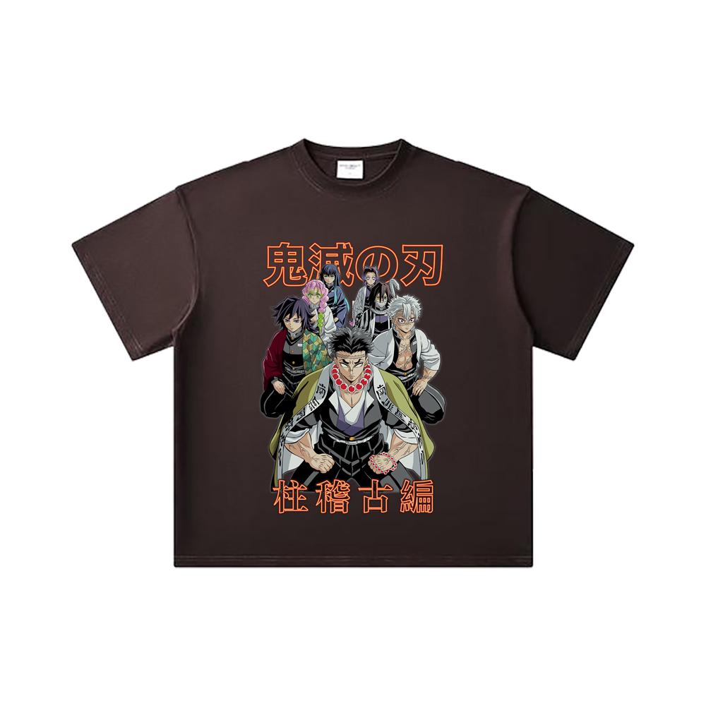 260 GSM Double Yarn 32 Count 100% Cotton Demon Slayer V22 Hashiras Print Unisex Heavy Cotton T Shirt