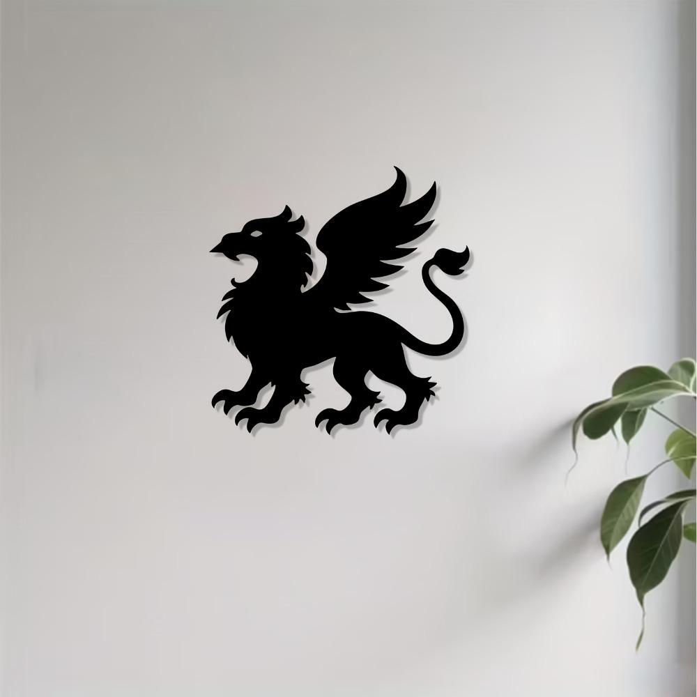 1pc Modern Gryphon Metal Wall Art, Rust-Resistant Iron Mythological Beast Sculpture, Garden Fence Decor for Living Room, Unique Christmas Gift