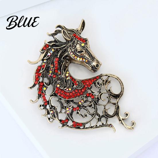 Animal Pin 1/4Pcs Retro Style Brooch Sparkling Rhinestones Inlaid Horse