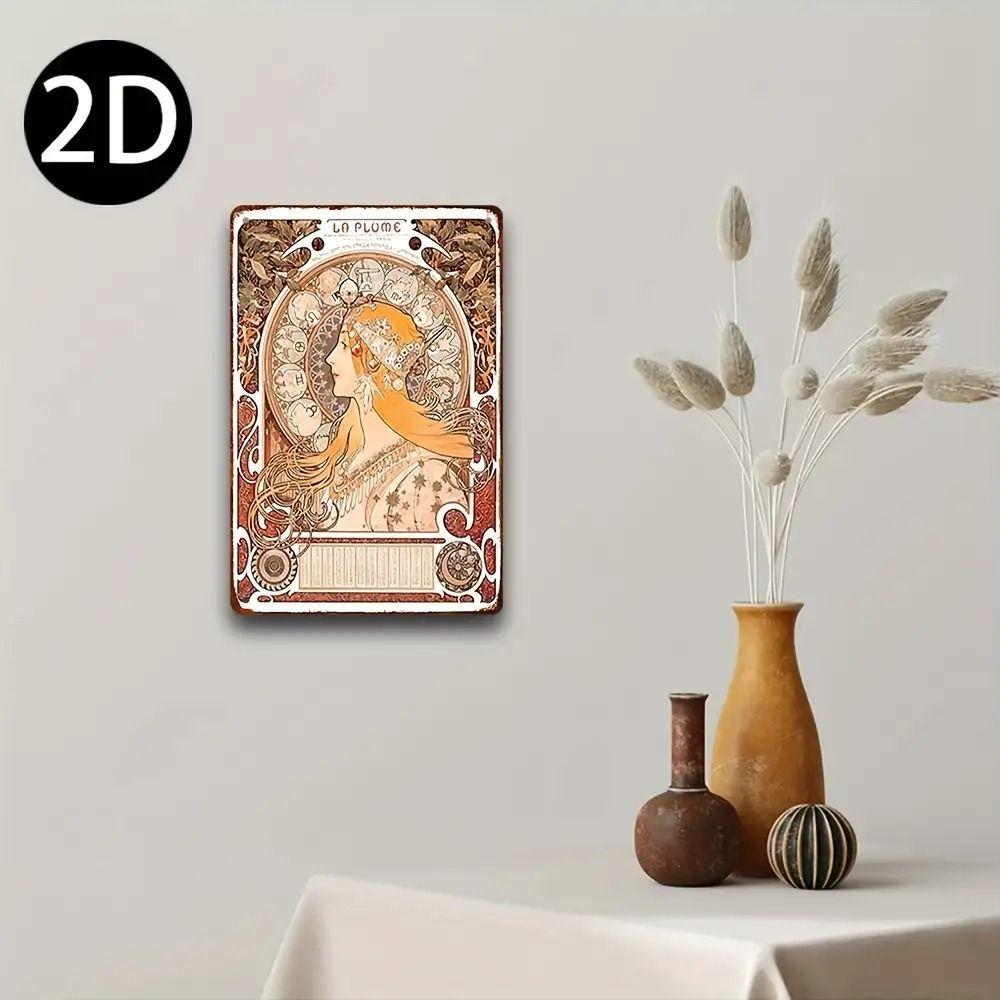 Vintage Art Nouveau Woman Tin Sign Retro Metal Panel Home Bar Cafe Decor