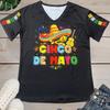 T-Shirt mit Cinco De Mayo-Print, lässiges Kurzarm-Oberteil mit V-Ausschnitt für Frühling und Sommer, Damenbekleidung