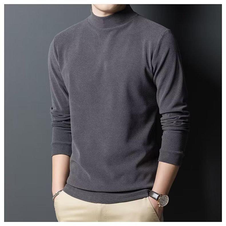 

Men s Mock Neck Long-Sleeve Slim Fit Velvet Fleece T-Shirt XXL темно-сірий