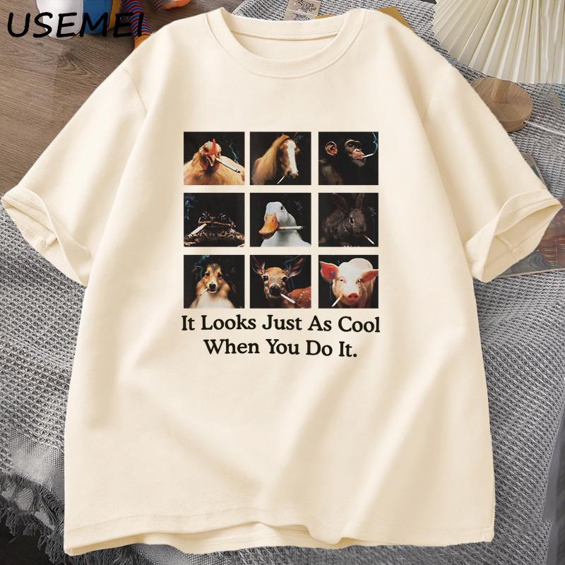 Es sieht genauso cool aus, wenn du es tust T-Shirt Unisex Damen Baumwolle Kurzarm Lustiges Meme T-Shirt Unisex Lässig Rundhals T-Shirts