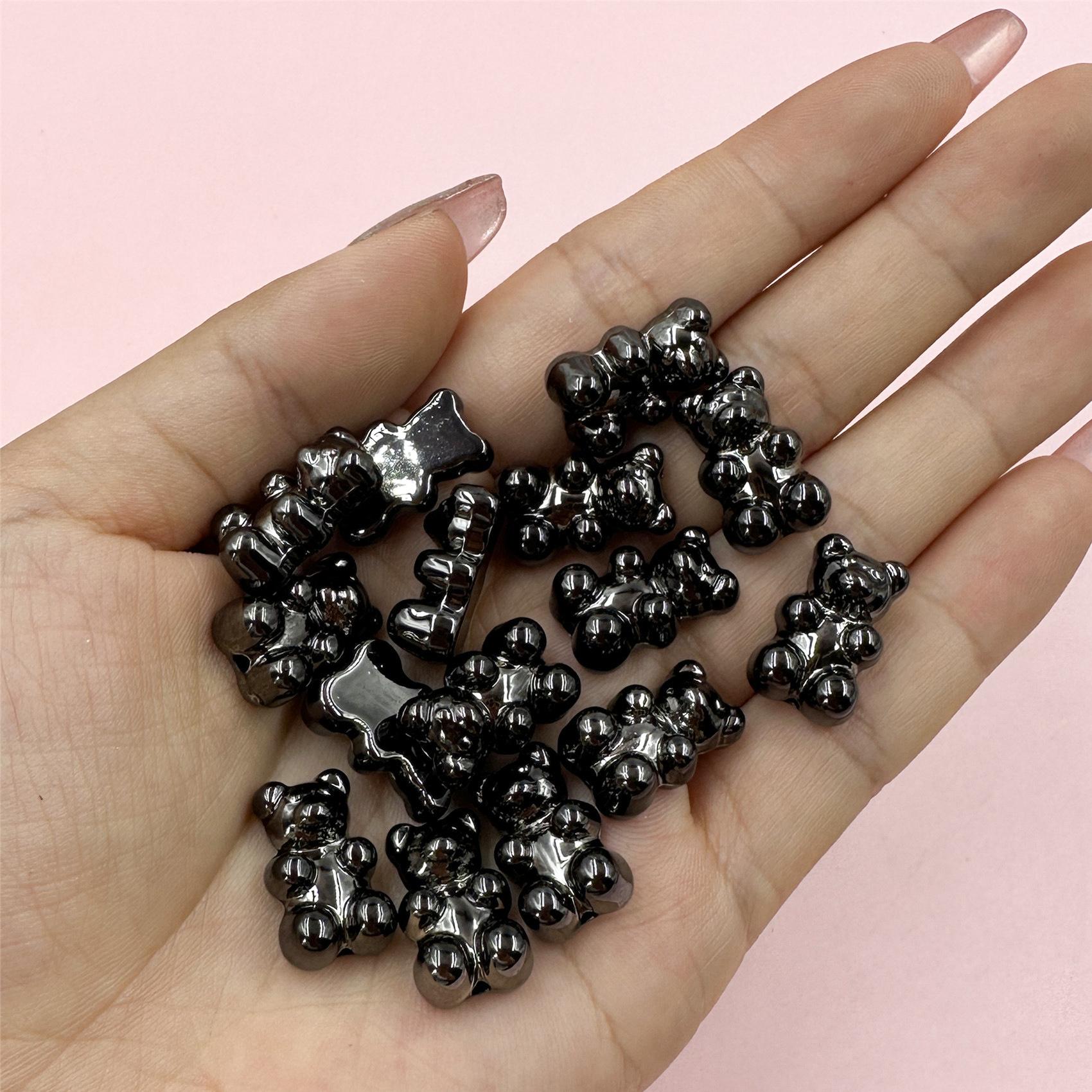 

Изготовление украшений в стиле панк 11 мм*18 мм*7 мм бусины-медведи своими руками акриловая подвеска 15 шт./пакет рождественское украшение ожерелье серьги имитация металла чёрный