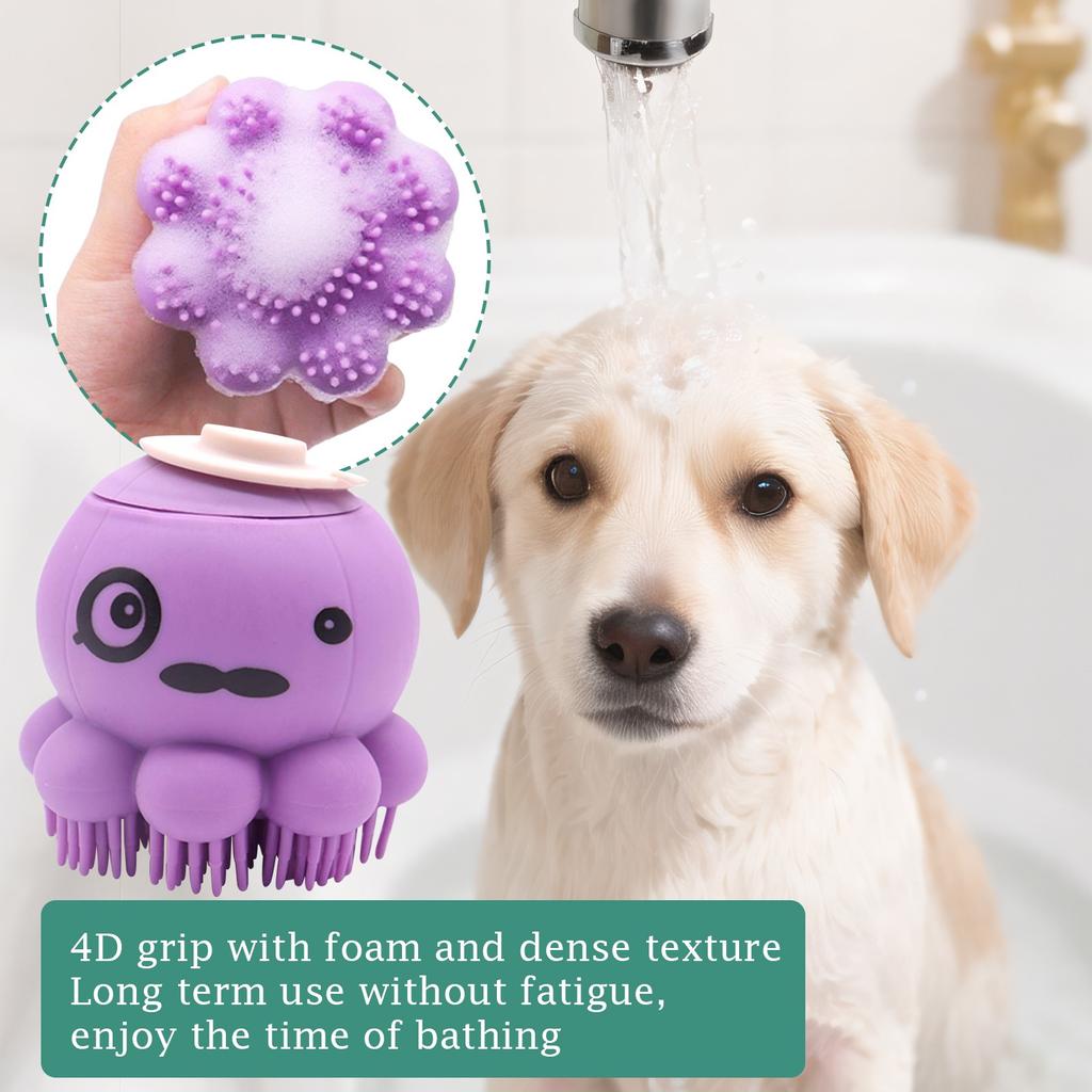 Dog Bath Brush, Shaped Grooming Brush With Shower Gel