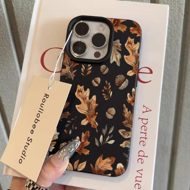 

Orange Flowers Phone Case For iPhone 17 16 15 14 13 12 11 Pro Max Plus 17 Air XS X XR Autumn Leaf Pattern Shockproof Soft Cover iPhone XR