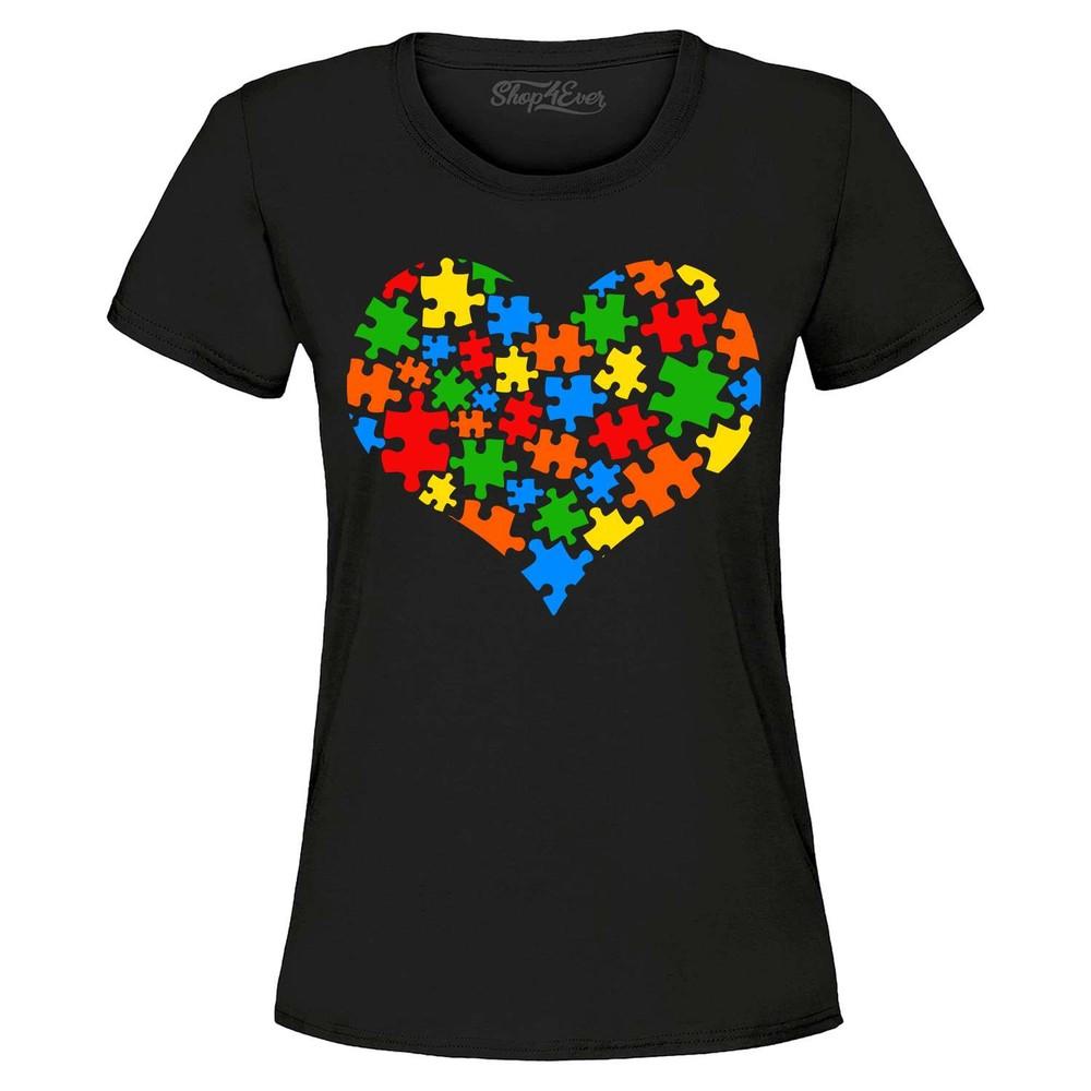Puzzle Heart Autism Awareness Women's T-Shirt Neurodiversity Support Shirt
