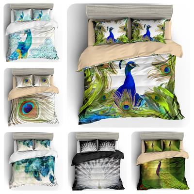 3D Peacock Bedding Down Quilt Cover Pillowcase 2 or 3 Household Bedding Sets Single Bed Double Bed Full Size Bedding