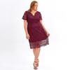 Rochie de damă, mărime mare, cu ajustare relaxată, dantelă florală, cu decolteu în V, mânecă scurtă, midi, pentru petrecere, haine de zi cu zi, birou, ținute de ocazie XL-4XL