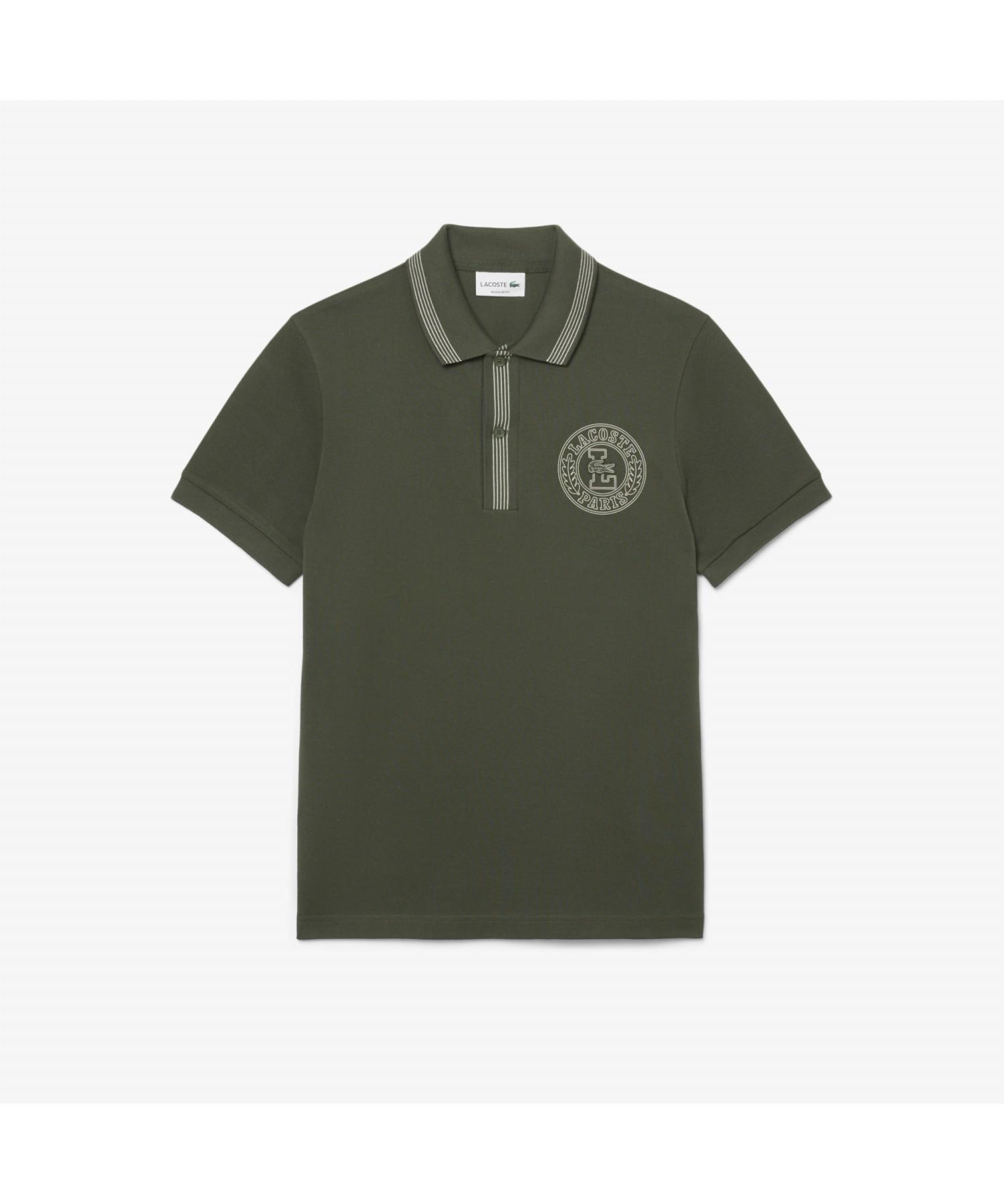 Мужская футболка-поло с коротким рукавом и объемным принтом Ph2527-55G Hcf Dark Khaki (Hcf)/004